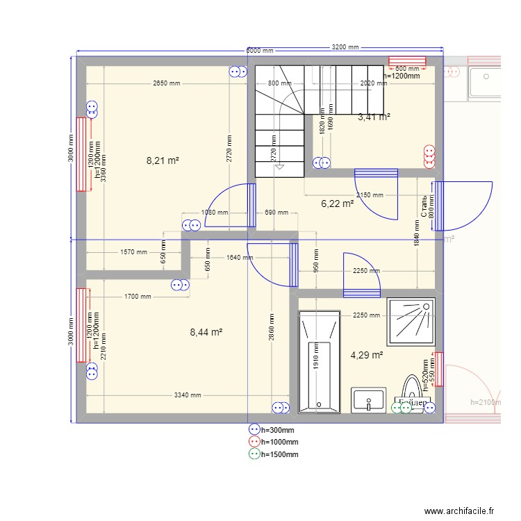 ЕБ 9.1 эл. Plan de 10 pièces et 94 m2