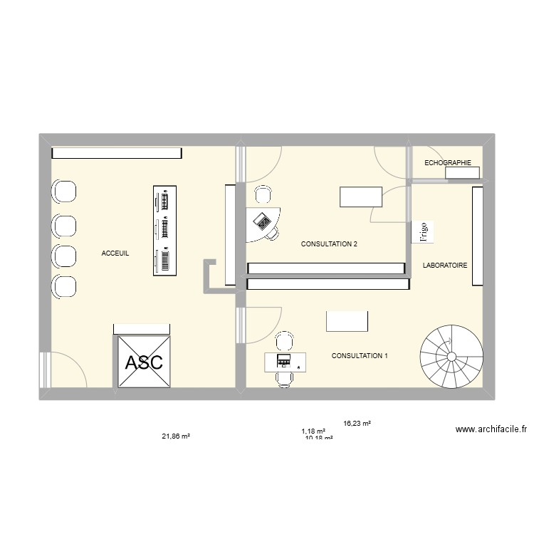 REZ DE CHAUSSE 1. Plan de 4 pièces et 49 m2