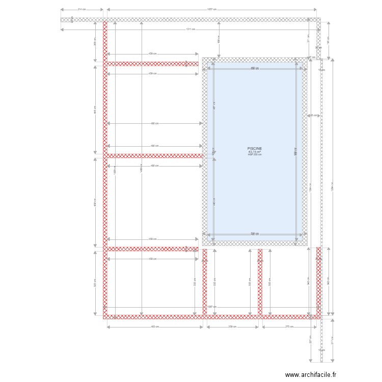 ELEC. Plan de 1 pièce et 43 m2