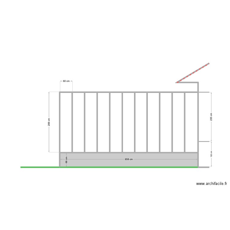 Extension structure. Plan de 12 pièces et 22 m2