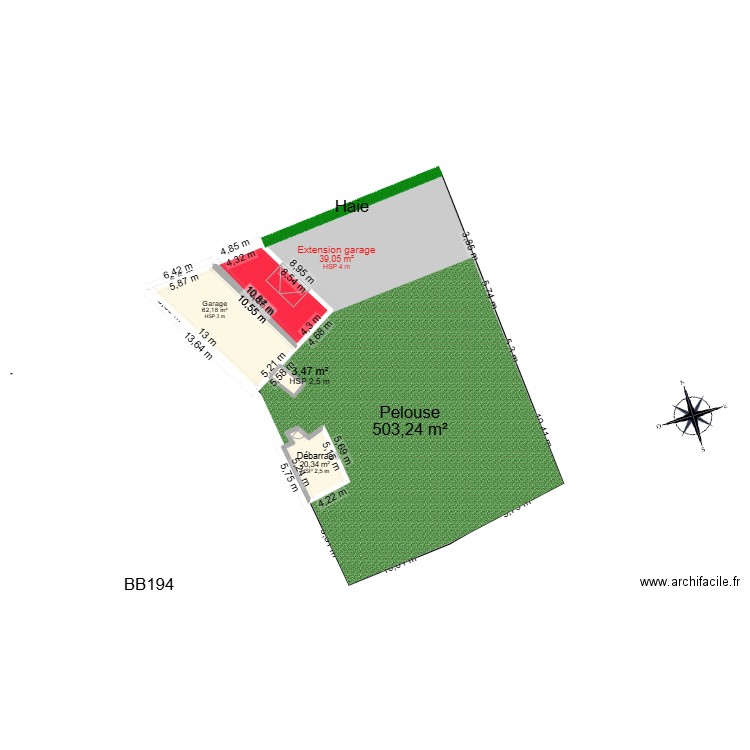 Situation après travaux. Plan de 4 pièces et 125 m2