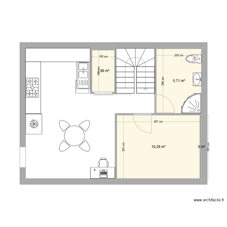 1er idem. Plan de 4 pièces et 18 m2