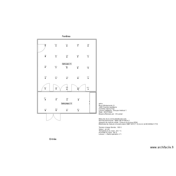 Salle n°4. Plan de 2 pièces et 43 m2