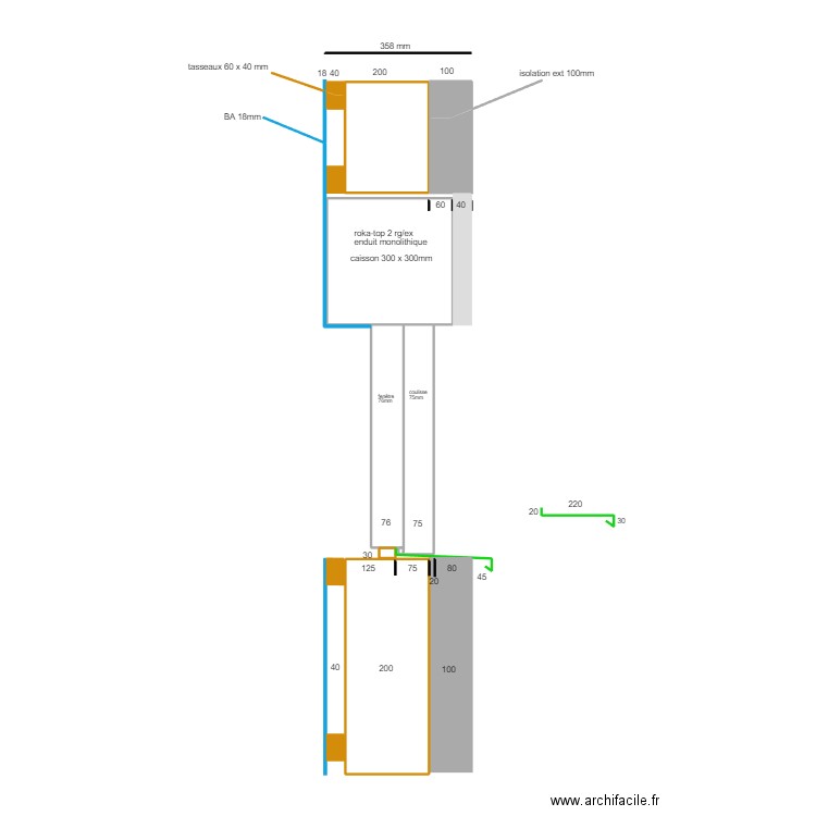 fenêtre nieder. Plan de 5 pièces et 28 m2