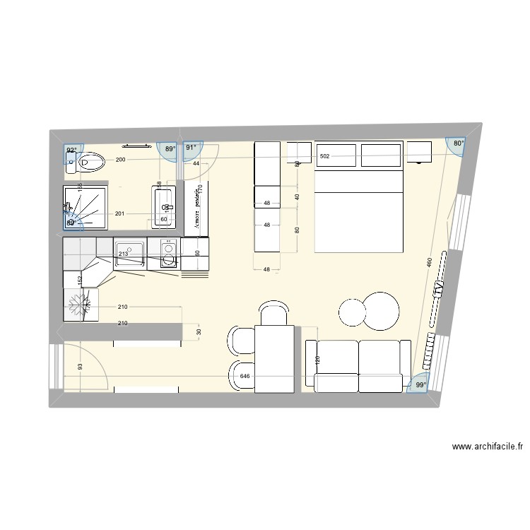 Greoux L'Hirondelle. Plan de 2 pièces et 29 m2