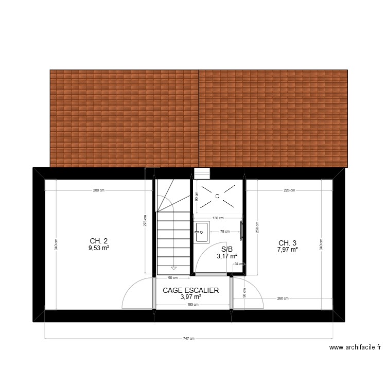 canet étage 3. Plan de 4 pièces et 25 m2