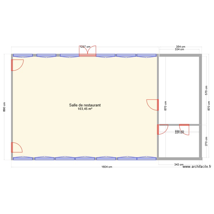 Restaurant alençon. Plan de 1 pièce et 103 m2