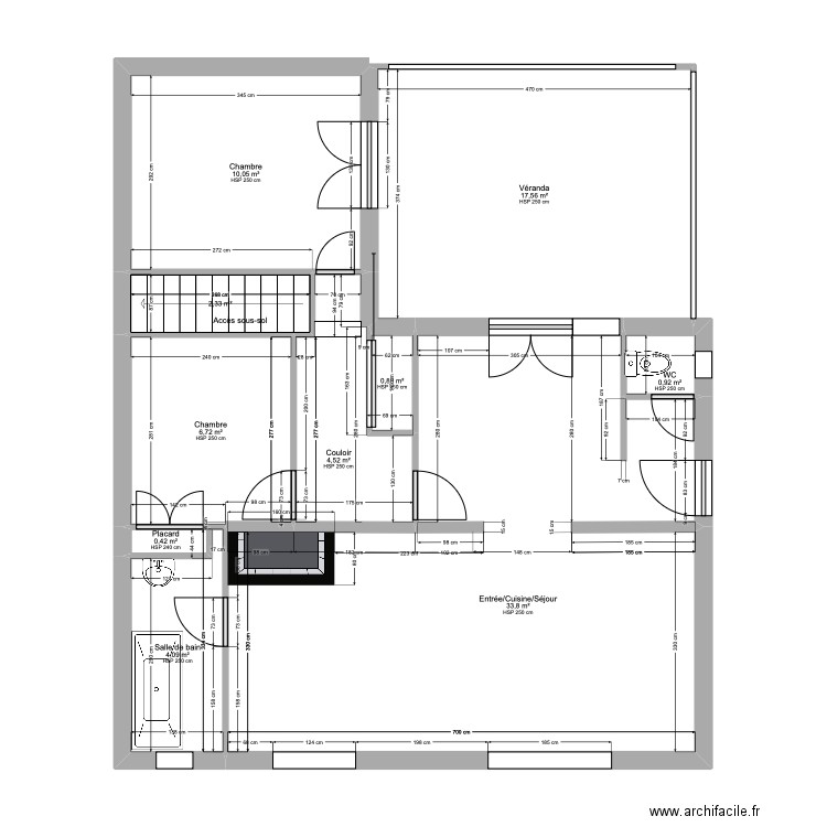 Plan existant Herouvillette. Plan de 9 pièces et 77 m2