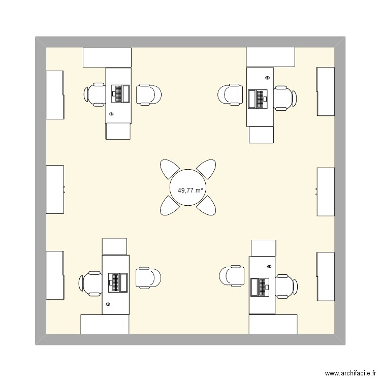 BUREAU 4 PERSONNES. Plan de 1 pièce et 50 m2