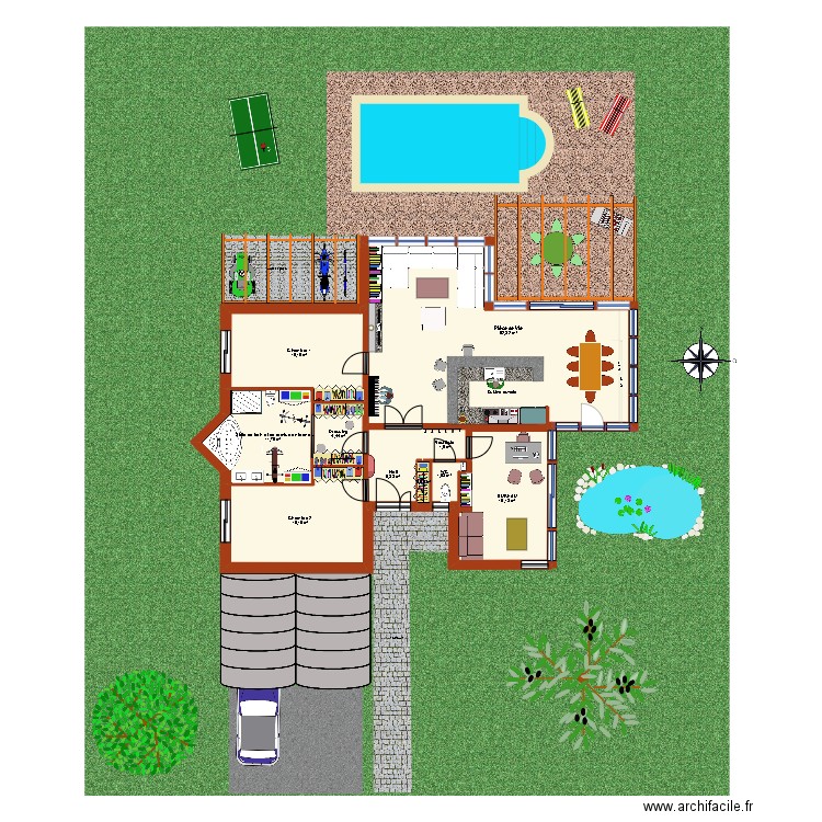 Villa Roger Maxime. Plan de 11 pièces et 125 m2