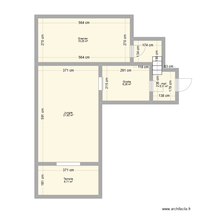 Jungle Quest. Plan de 4 pièces et 48 m2