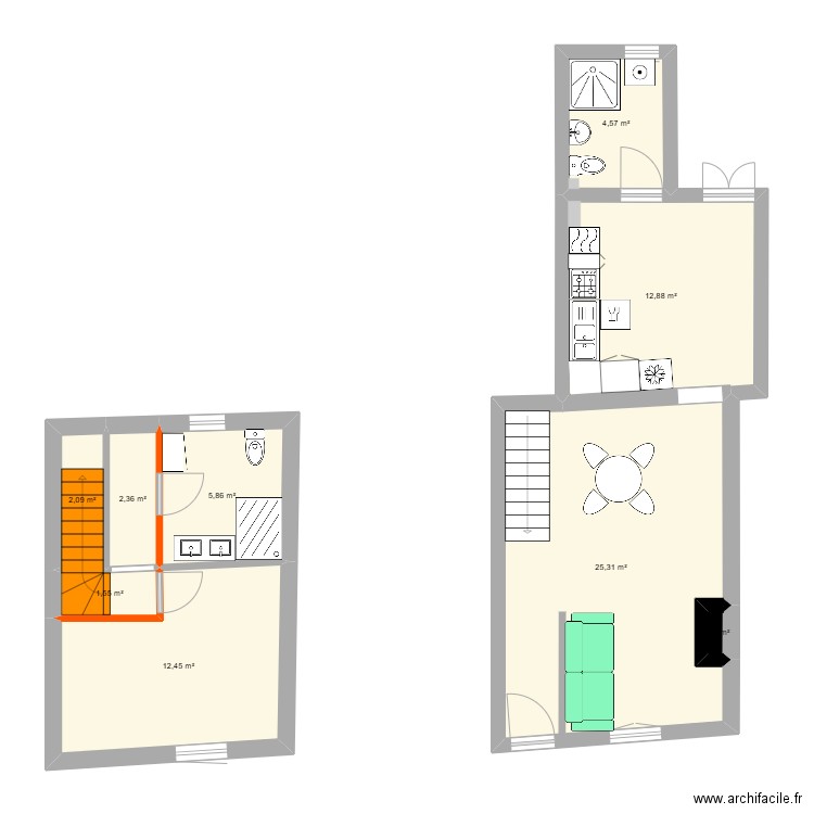 naast 2. Plan de 9 pièces et 67 m2