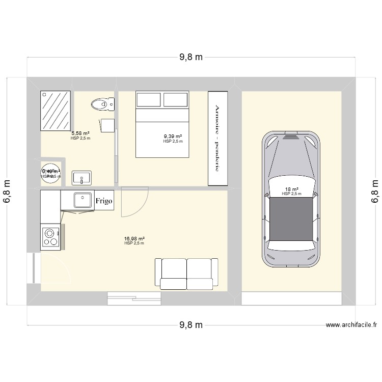 RC extension DEUIL. Plan de 5 pièces et 50 m2