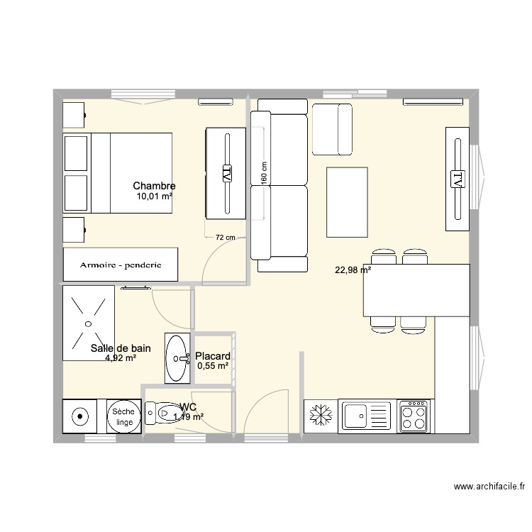 Jaméricourt 2. Plan de 5 pièces et 40 m2