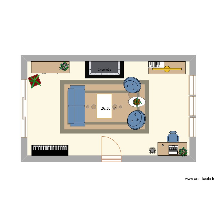 Salon Langlet Mélyne. Plan de 1 pièce et 26 m2