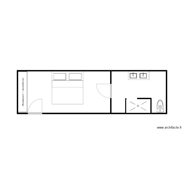 maison h suite. Plan de 2 pièces et 20 m2