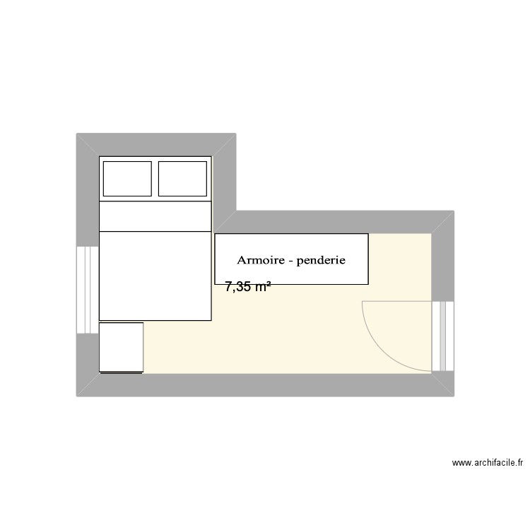 chambre petite. Plan de 1 pièce et 7 m2