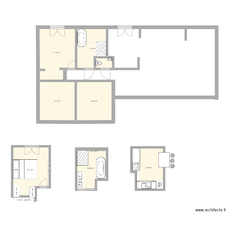 FLORENSAC. Plan de 4 pièces et 32 m2