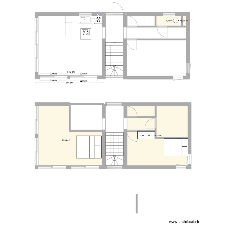 jeanba. Plan de 4 pièces et 43 m2