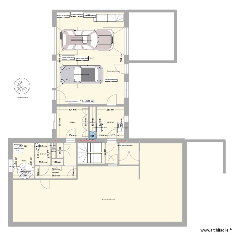 Bains Jarcieu. Plan de 10 pièces et 91 m2