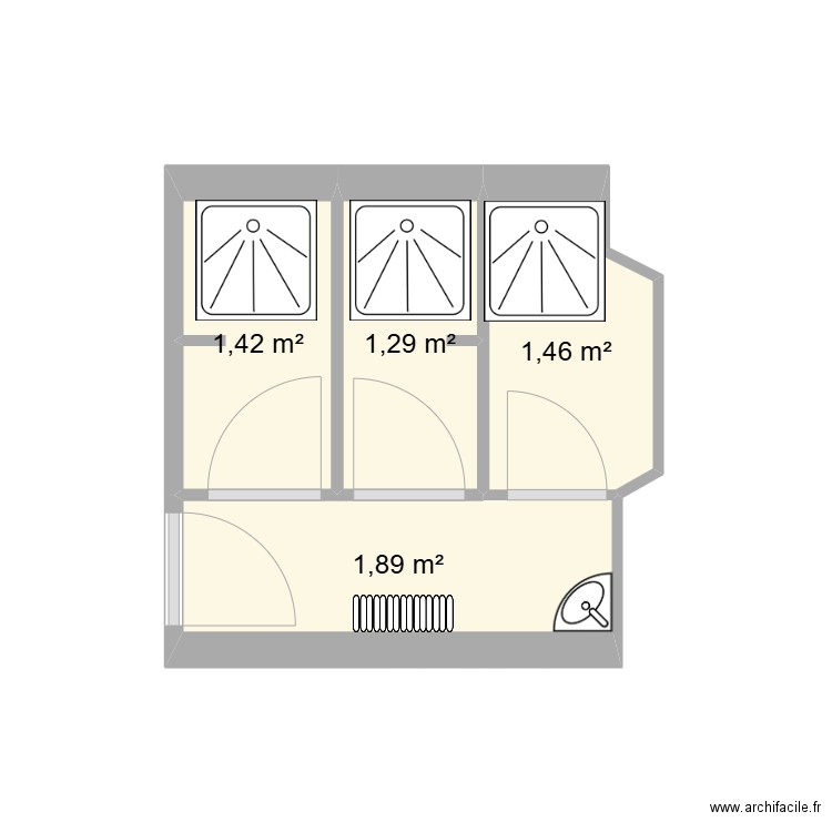 sdb coupeau. Plan de 4 pièces et 6 m2