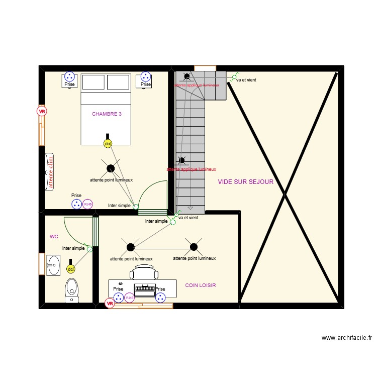 PLAN R+1 MSR KBIDI. Plan de 4 pièces et 50 m2