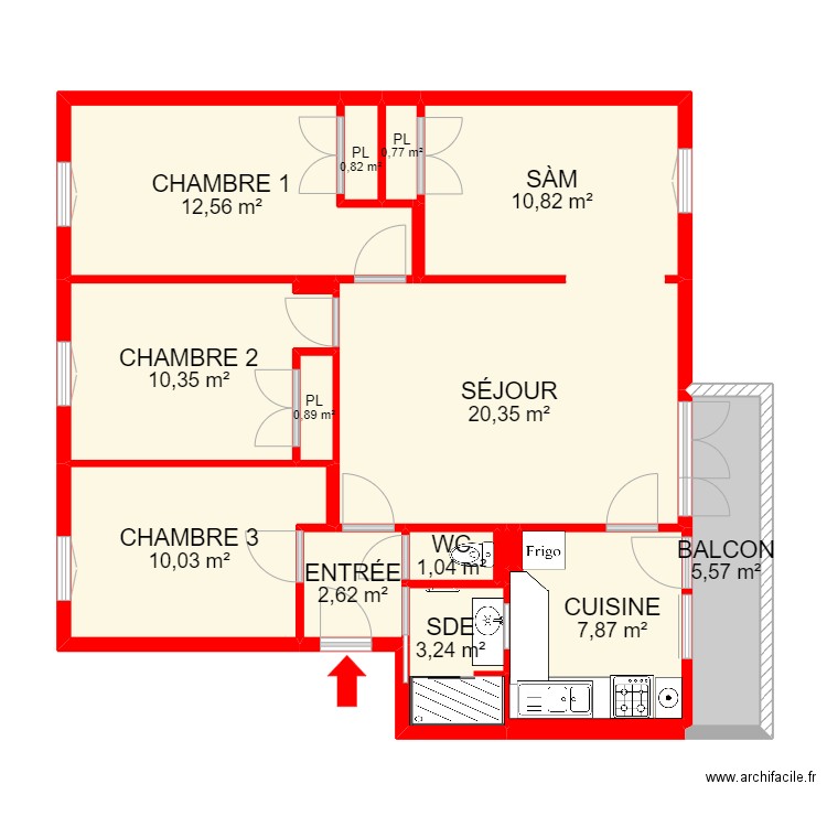 BI 25011. Plan de 20 pièces et 104 m2