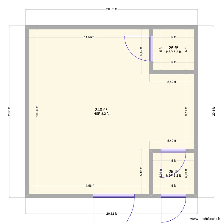 Baylor Army R&D ver3. Plan de 3 pièces et 36 m2