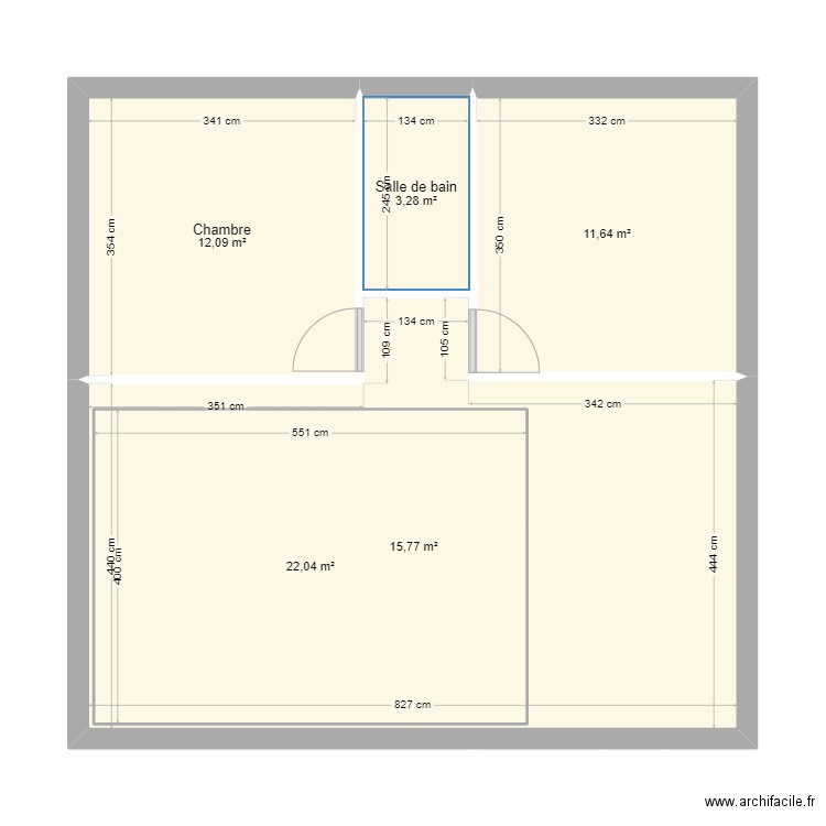 Plan sous sol projeté. Plan de 5 pièces et 87 m2