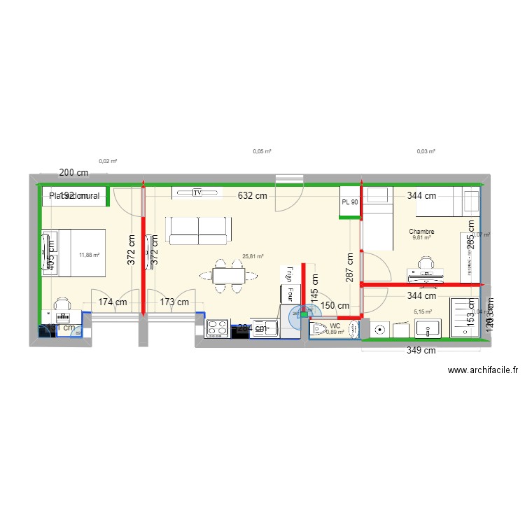 Plan appartement Saint Vallier. Plan de 10 pièces et 54 m2