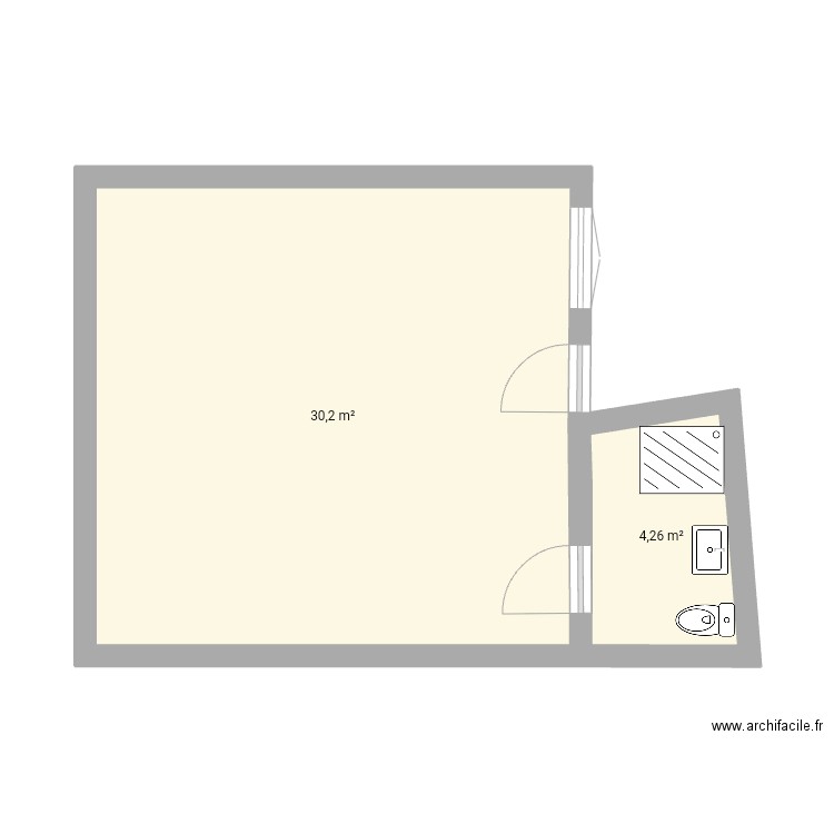 Maman Marlène . Plan de 2 pièces et 34 m2