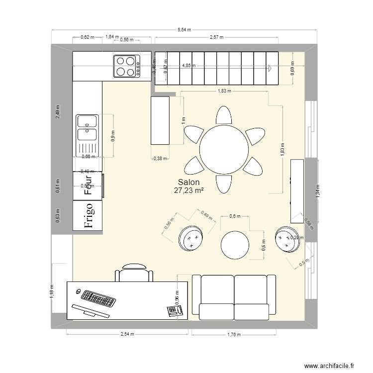 1 LEO APRES. Plan de 1 pièce et 27 m2