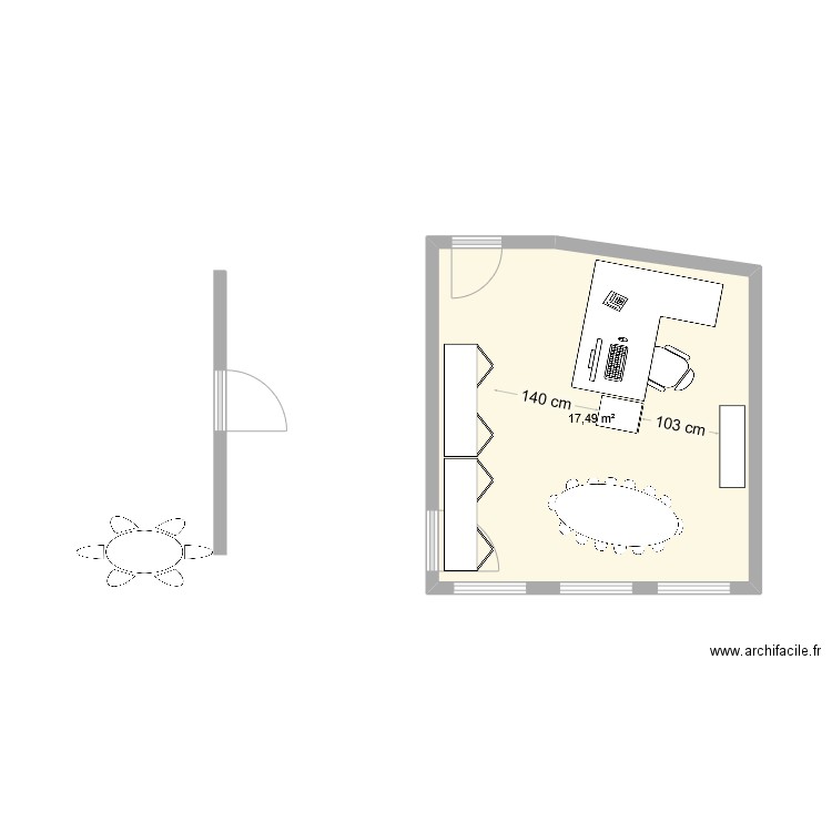 goulu. Plan de 1 pièce et 17 m2