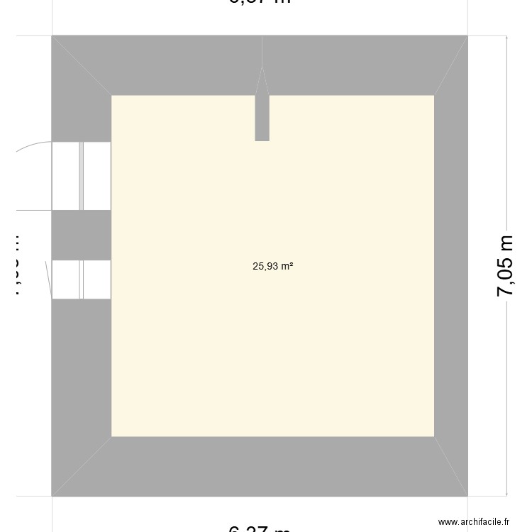 PIECE PRODUCTION. Plan de 1 pièce et 26 m2