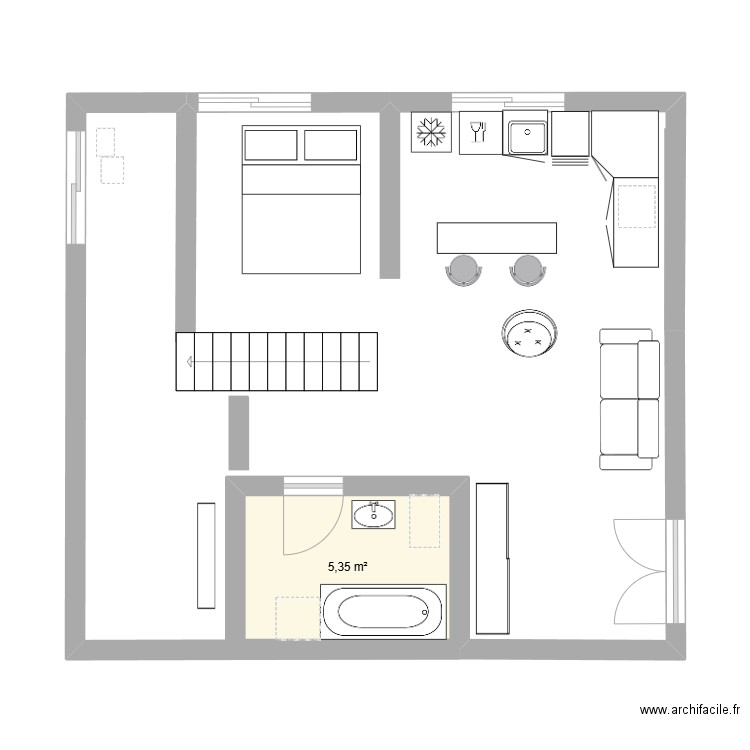 368 a 2. Plan de 1 pièce et 5 m2