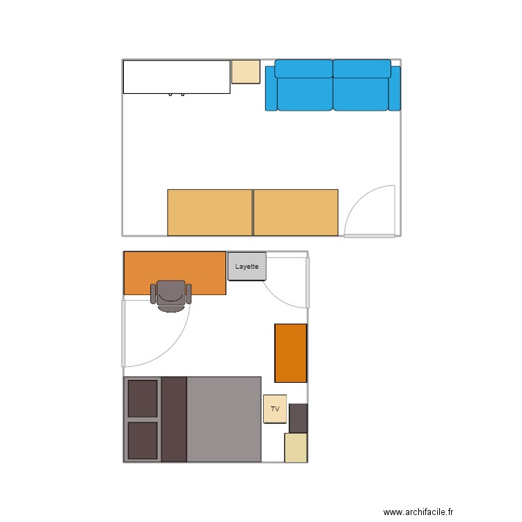 Plan de base. Plan de 2 pièces et 25 m2