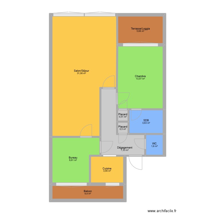 APPARTEMENT MONTIGNY (R+3). Plan de 11 pièces et 81 m2