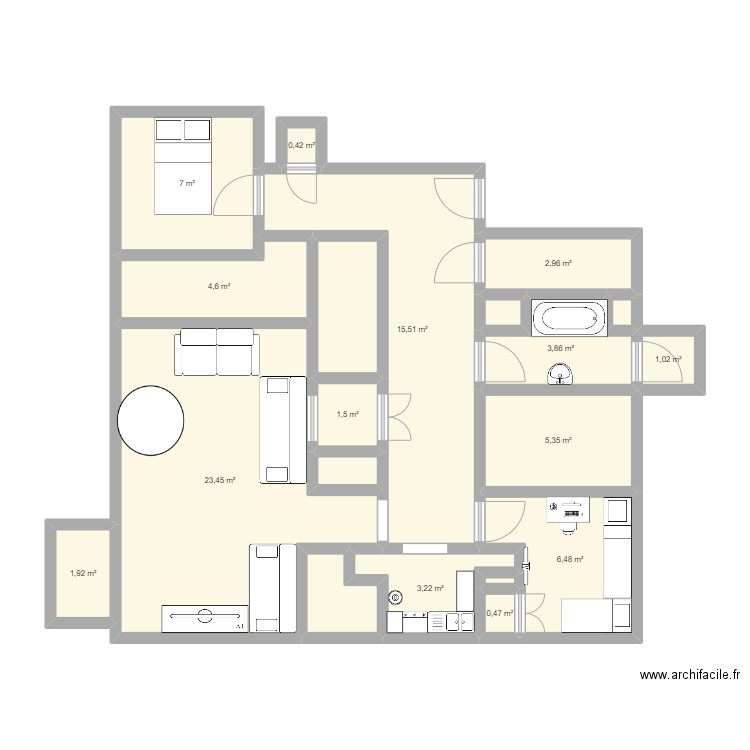 plan maison. Plan de 20 pièces et 84 m2