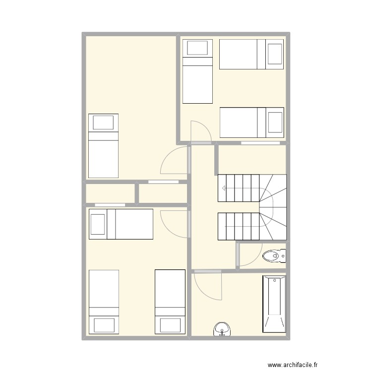 Bondoufle_RDC. Plan de 5 pièces et 50 m2
