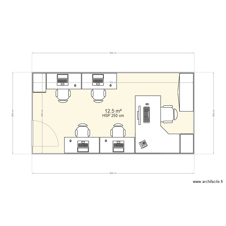 bureau FR31. Plan de 1 pièce et 13 m2