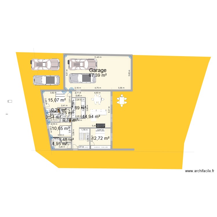 Pessac-2. Plan de 27 pièces et 744 m2