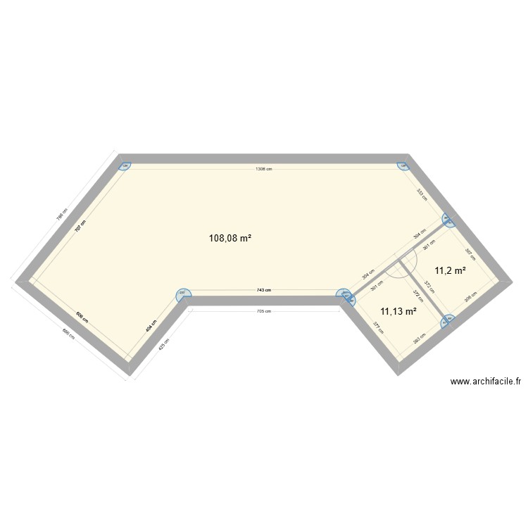 maison vide chambres. Plan de 3 pièces et 130 m2