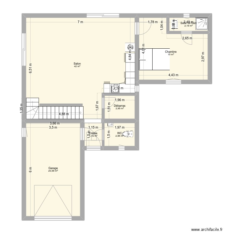 test1. Plan de 7 pièces et 88 m2