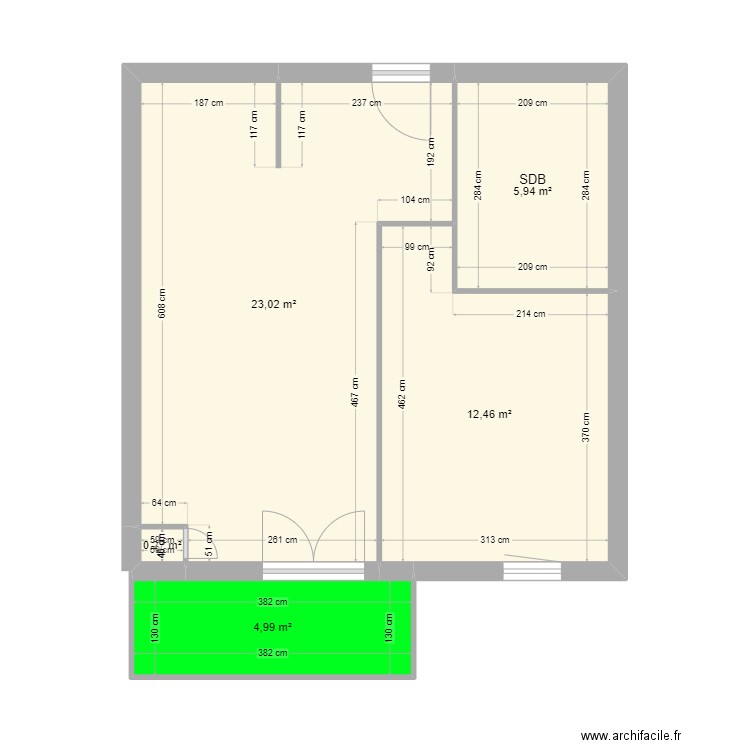 appart 2025. Plan de 5 pièces et 47 m2