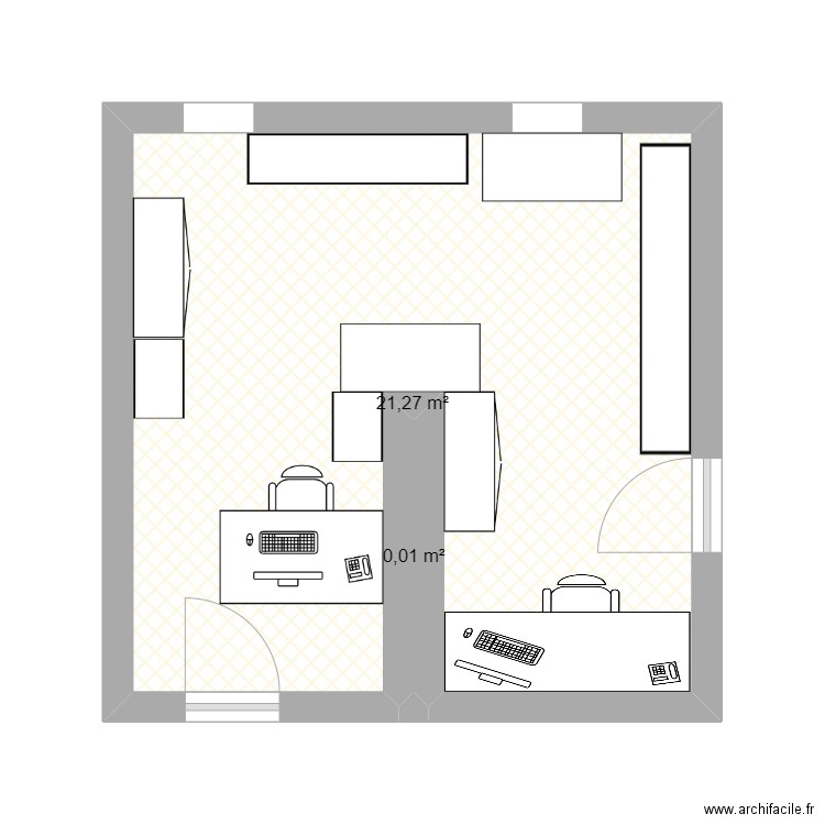 AINFO'CCASION actuel. Plan de 2 pièces et 21 m2