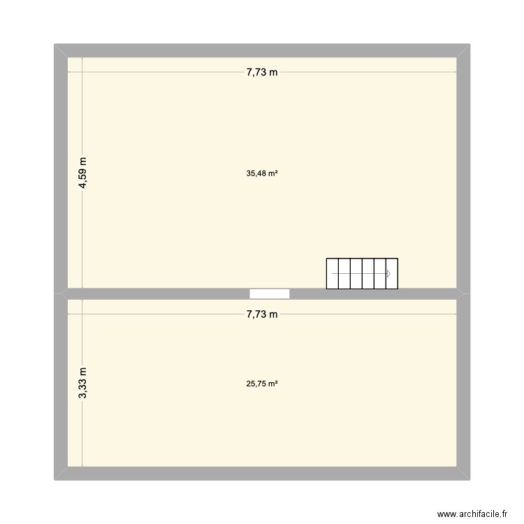 R1 maison. Plan de 2 pièces et 61 m2