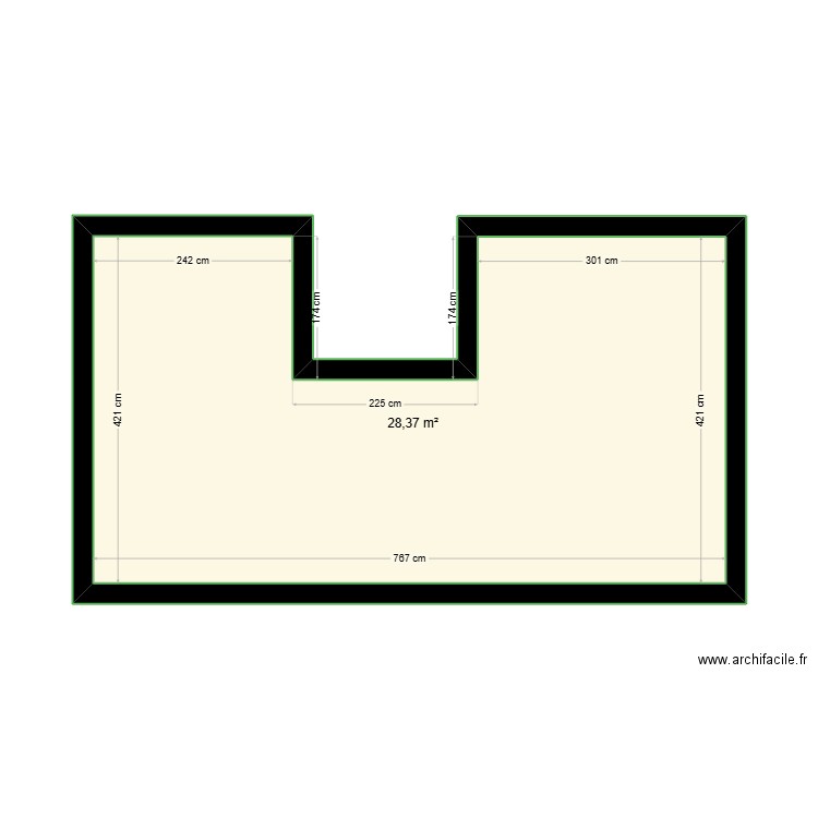 plan de la maison. Plan de 1 pièce et 28 m2