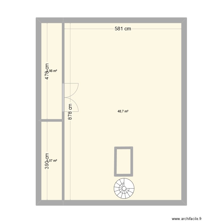 Mezzanine . Plan de 3 pièces et 60 m2