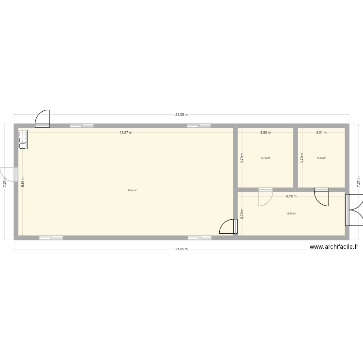 Poterie V2. Plan de 4 pièces et 136 m2