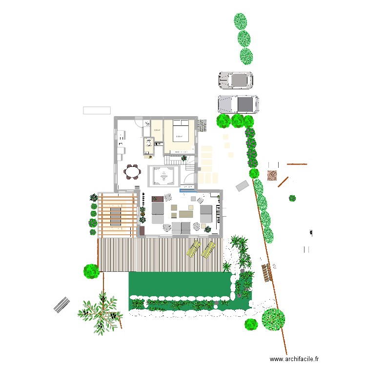 Salon Noël. Plan de 3 pièces et 12 m2